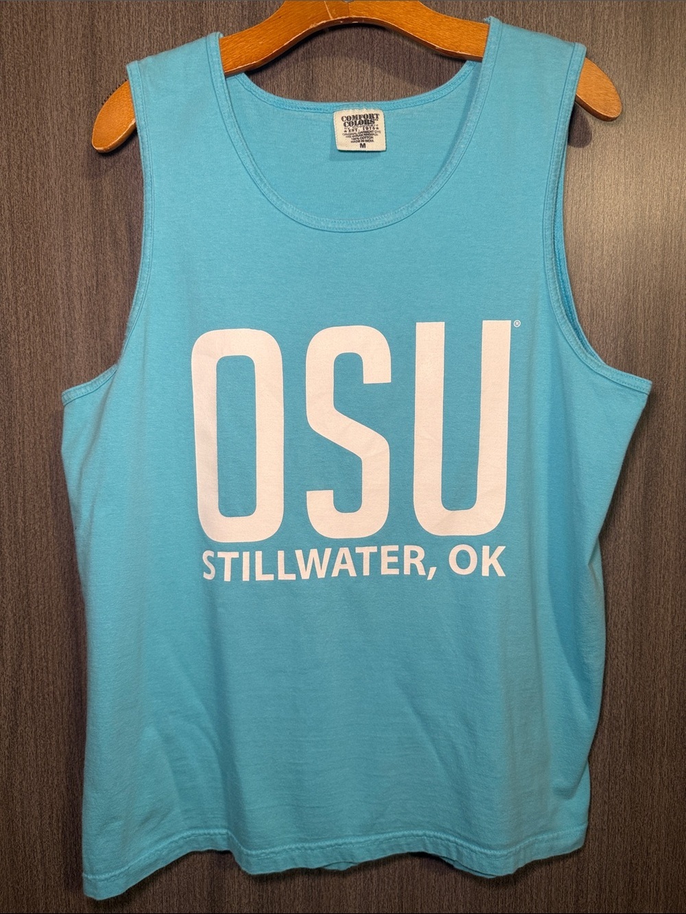 Oklahoma State University Blue and White Comfort Colors Tank Size Medium EUC